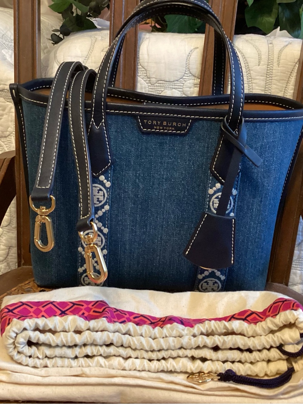 Tory Burch Perry Triple Tote Denim